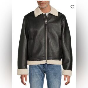 Hudson Vegan Black Shearling Jacket size S NWT